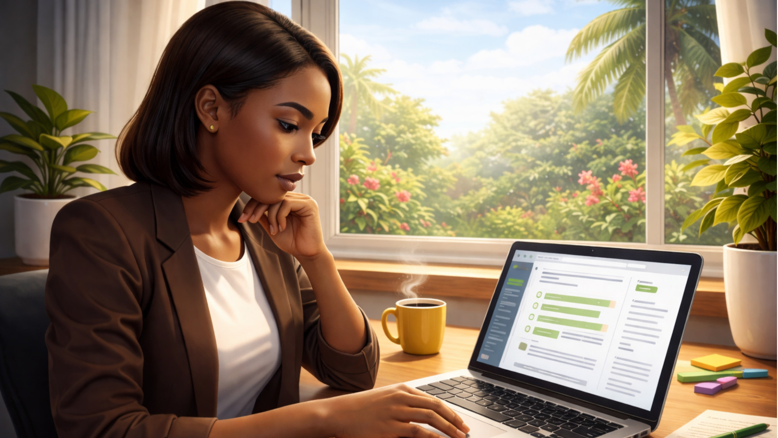 Person writing a clear message on a phone or laptop